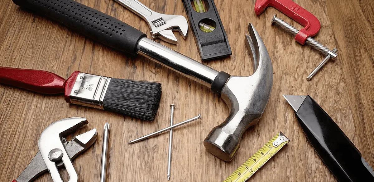 Handyman tools laid out for home repair and maintenance work in Anchorage, AK